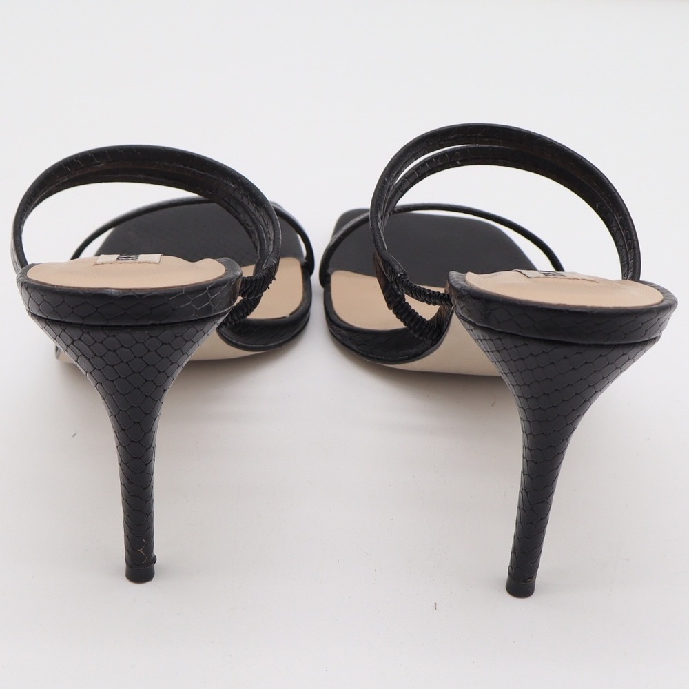 Steve Madden Womens Black Snakeskin Embossed Square Toe Strappy Heels 8.5 - Picture 5 of 12